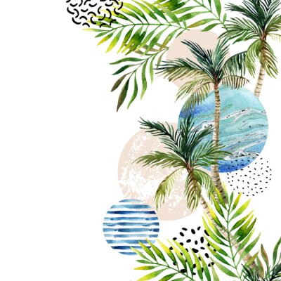 Patroon met palmbomen zee en stippen