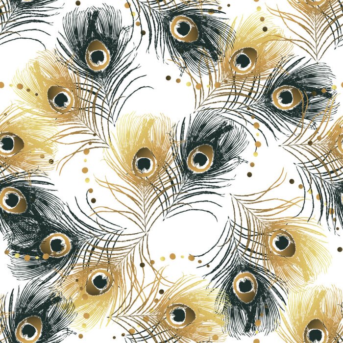 Behang Patroon met pauwenveren