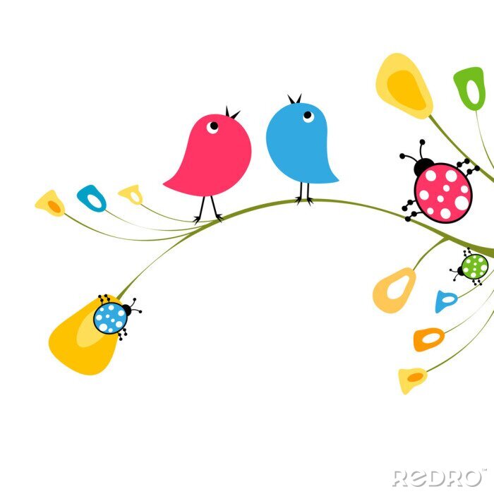 Behang Patroon met vogels voor kinderen