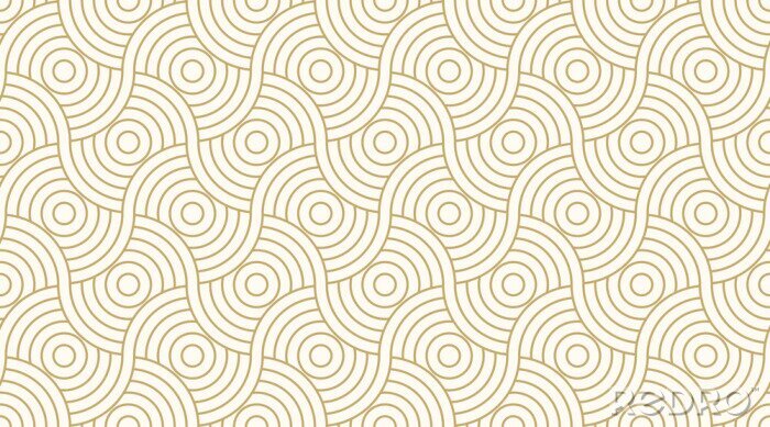 Behang Patroon naadloze cirkel abstracte golf achtergrond streep gouden luxe kleur en lijn. Geometrische lijn vector.