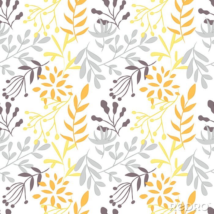 Behang patroon van een gekleurde plant op een witte achtergrond, vectorillustratie
