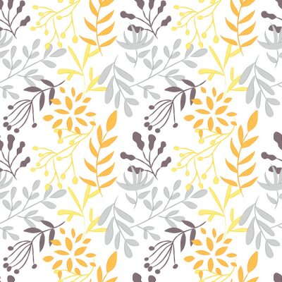 Behang patroon van een gekleurde plant op een witte achtergrond, vectorillustratie