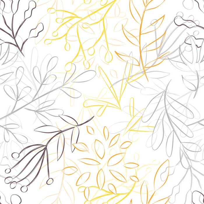 Behang patroon van een gekleurde plant op een witte achtergrond, vectorillustratie