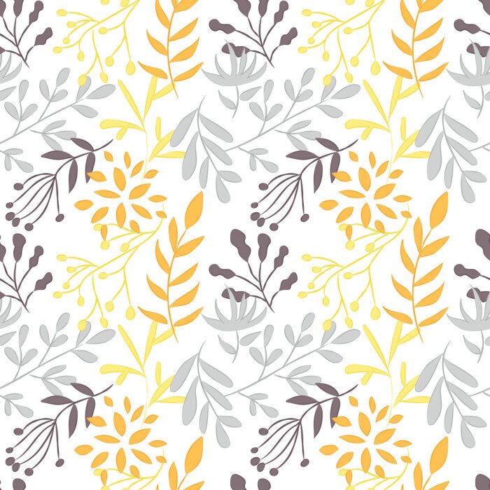 Behang patroon van een gekleurde plant op een witte achtergrond, vectorillustratie