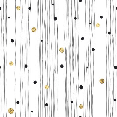 Behang Patroon van stippen en verticale strepen