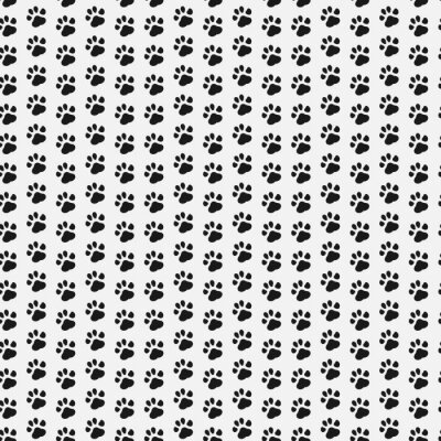 Behang Paw print naadloos. Hond en Kat voetspoor naadloos patroon. Vector illustratie.