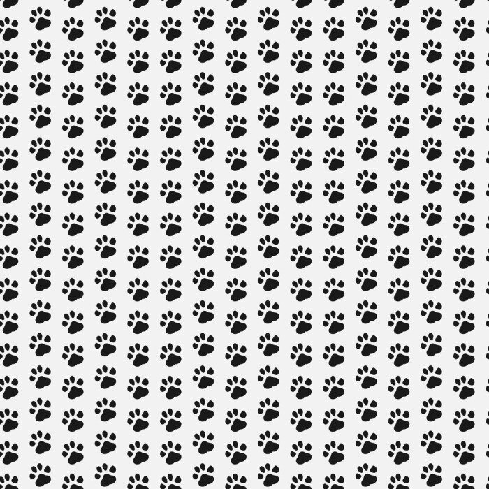 Behang Paw print naadloos. Hond en Kat voetspoor naadloos patroon. Vector illustratie.