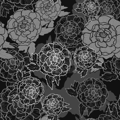 Behang Peonies In The Night Garden