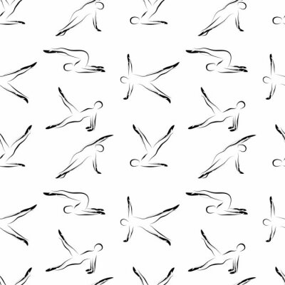 Behang Pilates vormt naadloos vectorpatroon