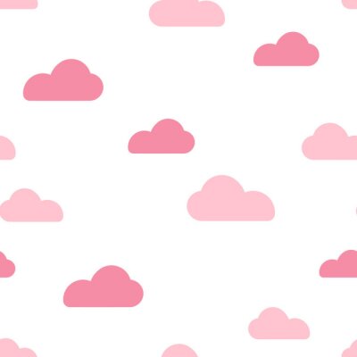 Behang Pink cloud seamless pattern vector design baby art. Baby shower clouds , sky seamless pattern texture - Vector