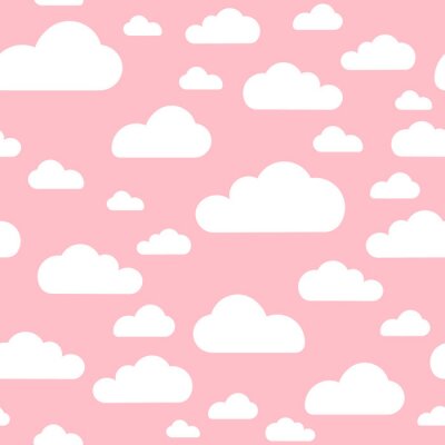 Behang Pink cloud seamless pattern vector design baby art. Baby shower clouds , sky seamless pattern texture - Vector