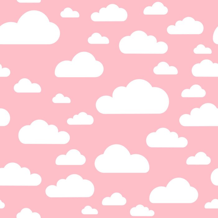 Behang Pink cloud seamless pattern vector design baby art. Baby shower clouds , sky seamless pattern texture - Vector