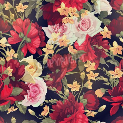 Behang Pioenen en narcissen