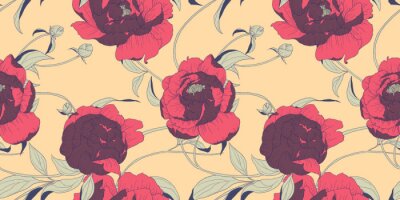 Behang Pioenrode en bordeauxrode tinten