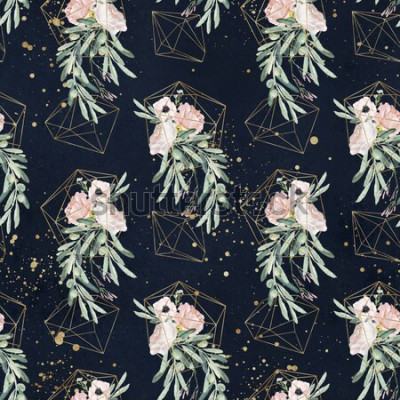 Behang Planten in geometrische kooien