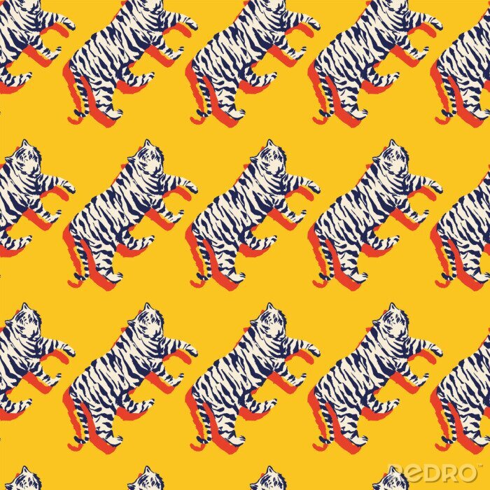 Behang Platte naadloze tijger