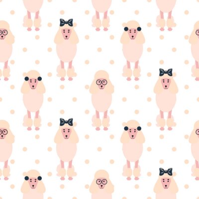 Behang Poedel honden met strikken en brillen