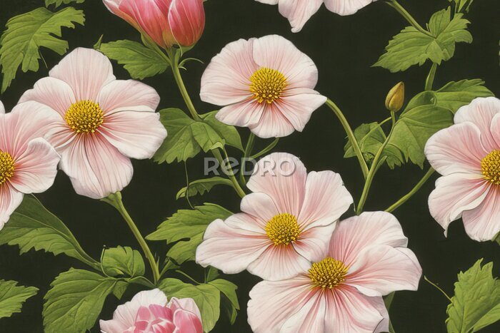 Behang Poederbloemen in de tuin