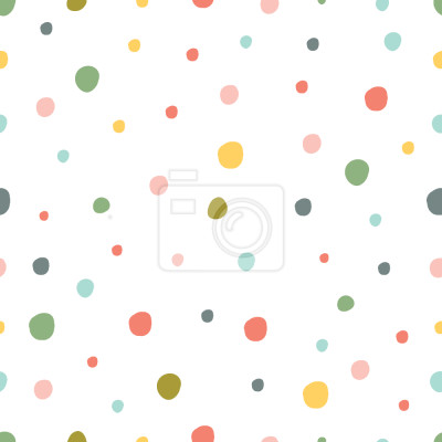 Behang Poederkleurige stippen op een witte achtergrond