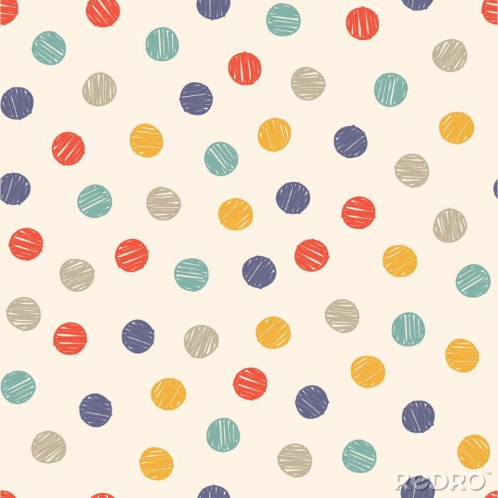 Behang polka dot doodle seamless pattern