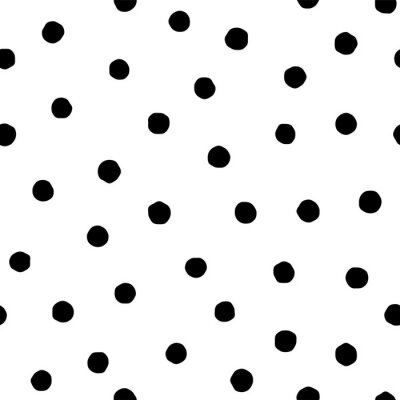 Behang Polka dot seamless pattern in hand draw style. Vector spot texture with black point isolated on white background. Grunge effect