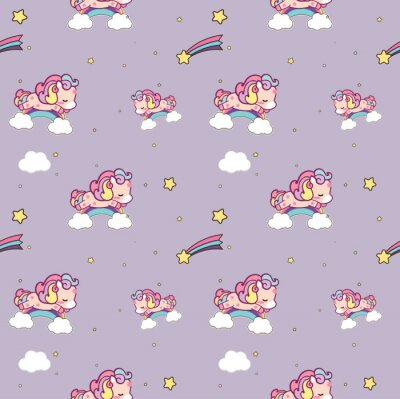 Behang Pony's op de regenboog