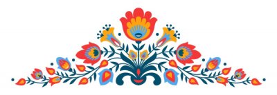Poster Poolse folk papercut stijl bloemen