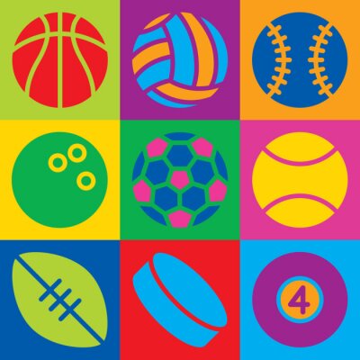 Behang Pop Art Sport Balls