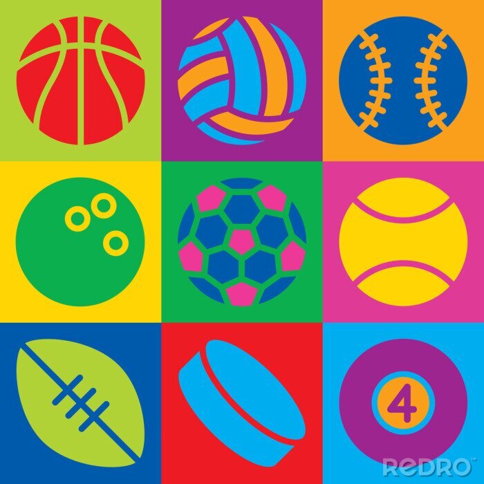 Behang Pop Art Sport Balls