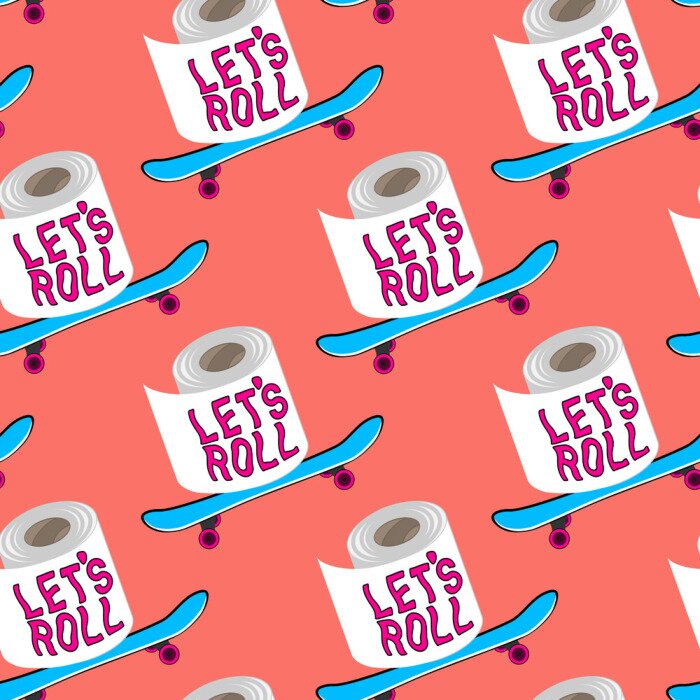 Behang Popart skateboard toiletpapier