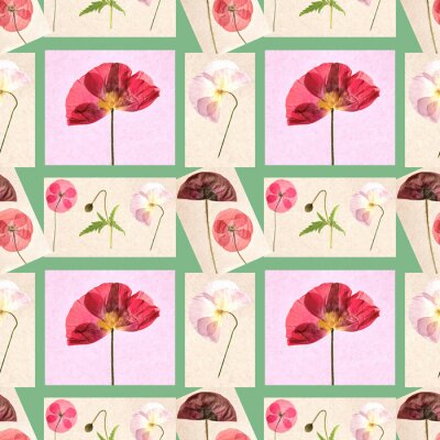 Behang Poppy bloemen onder roze kleuren