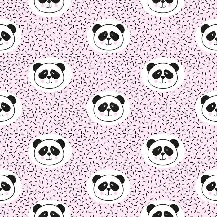Behang Portret van een panda in roze