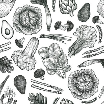 Behang Potlood geschetste groenten