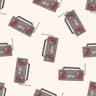 Behang radio, cartoon naadloze patroon achtergrond