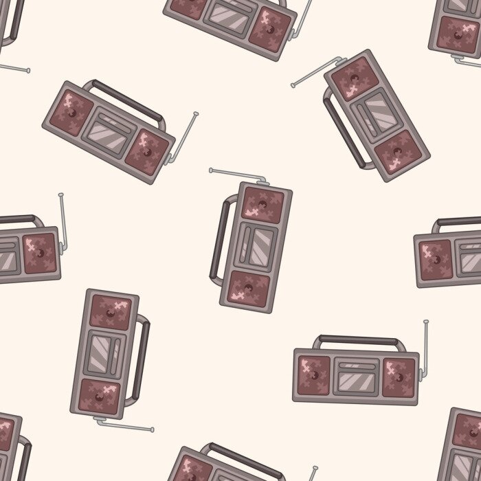 Behang radio, cartoon naadloze patroon achtergrond