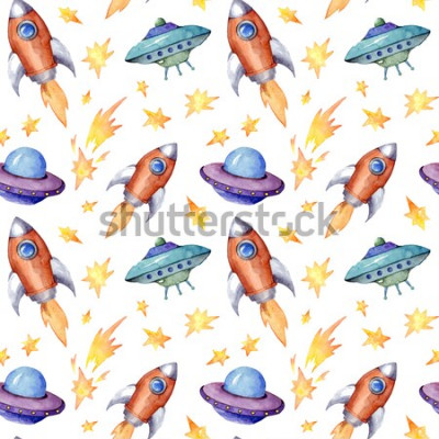 Behang Raketten, ruimteschepen en sterren