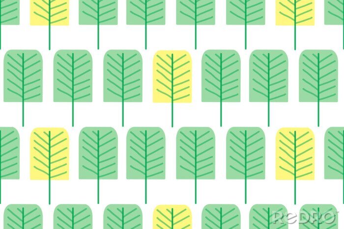 Behang Rechthoekige groene bomen