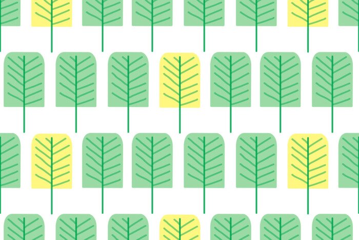 Behang Rechthoekige groene bomen