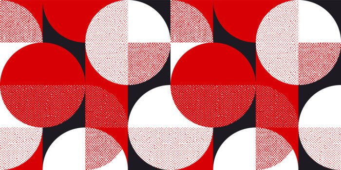 Behang Red and black bauhaus style seamless pattern