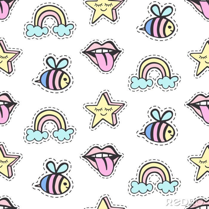 Behang Regenboog bijen