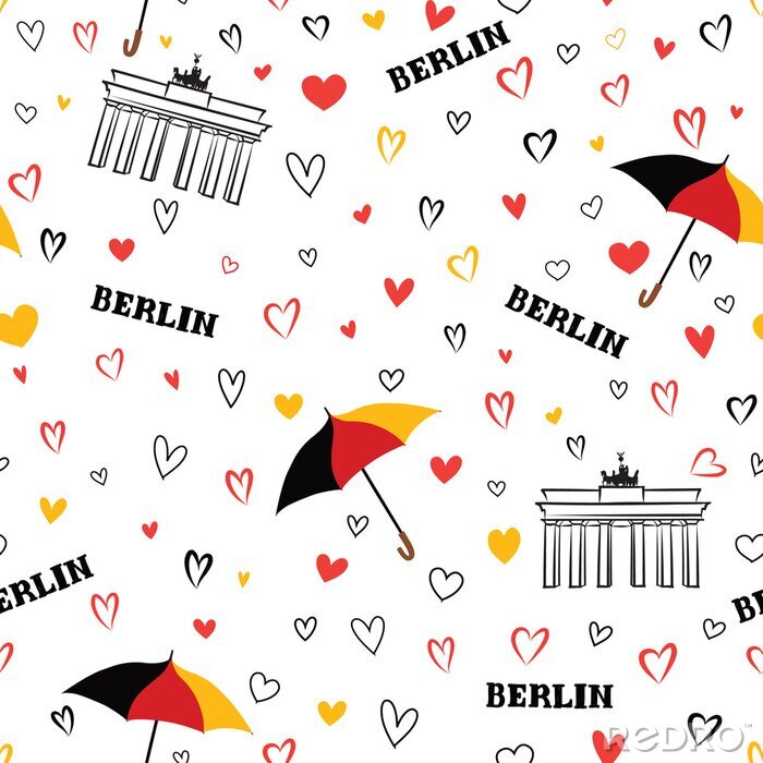 Behang Reizen Berlijnse stads naadloze patroon. Duitse vakantie behang.