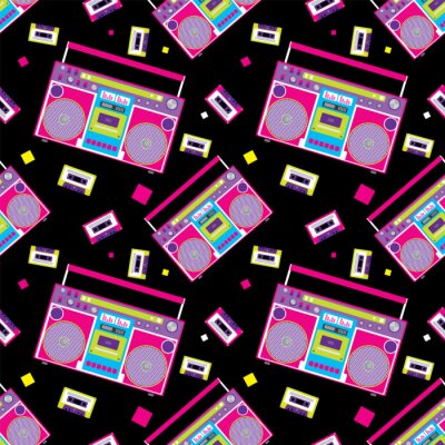 Behang Retro audiospeler in een vlakke stijl. Vector illustratie voor een kaart of poster, afdrukken op kleding. Muziek.