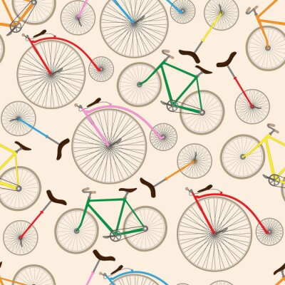 Behang Retro bicycle texture. Seamless pattern