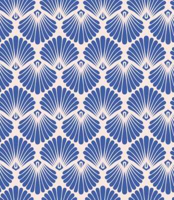 Behang Retro blauwe schelpen