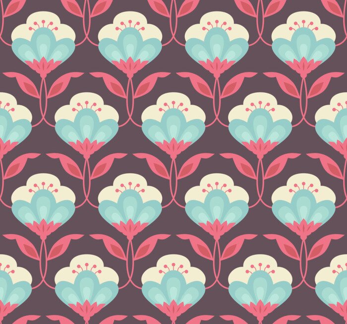 Behang retro bloemenpatroon