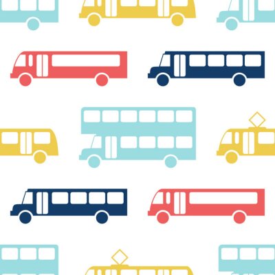 Behang Retro bus naadloos patroon