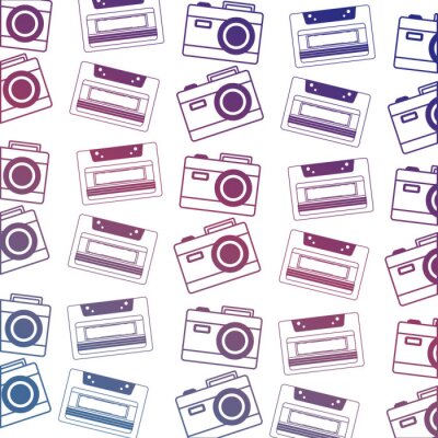Behang retro cassette en fotocamera vintage patroon vectorillustratie