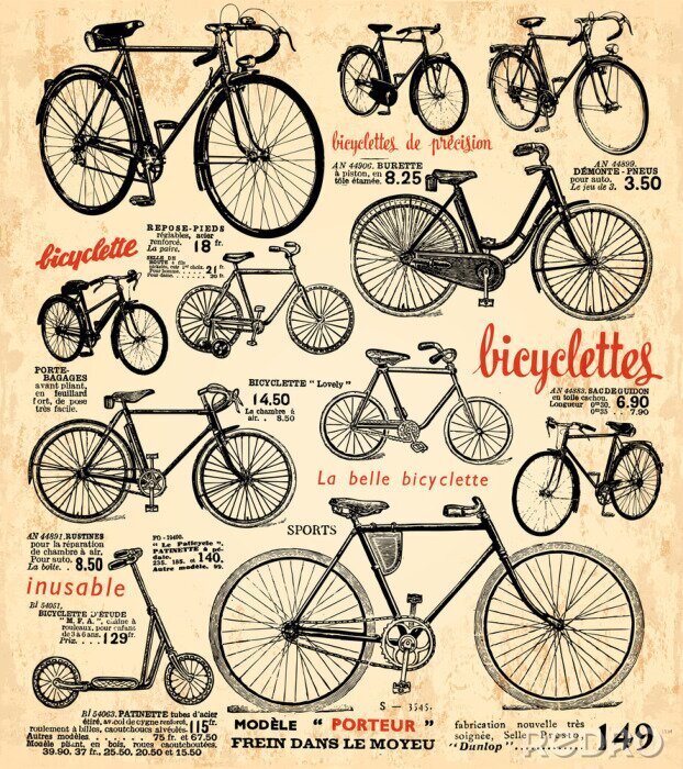 Behang Retro fiets illustratie