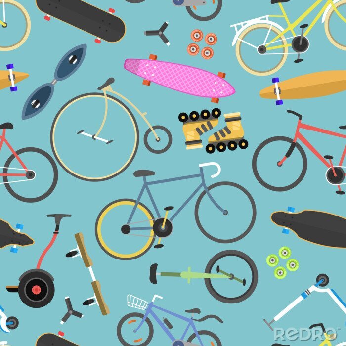 Behang Retro fiets naadloze patroon vector achtergrond.