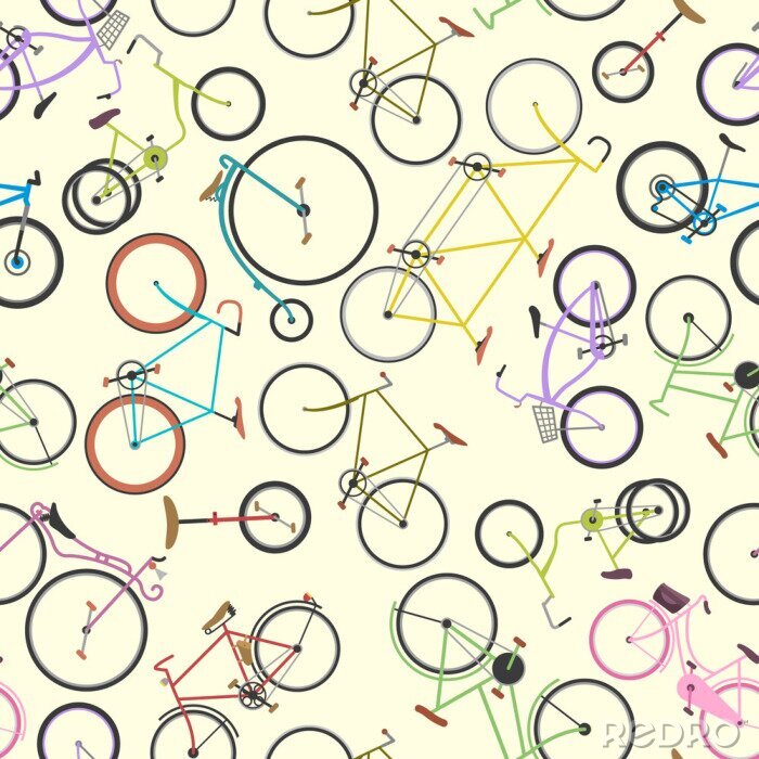 Behang Retro fiets patroon vector achtergrond.